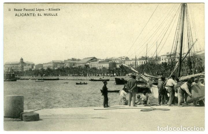 Postais: N&ordm; 11-ALICANTE. El muelle. Sin circular. ED. Bazar Pascual L&oacute;pez.