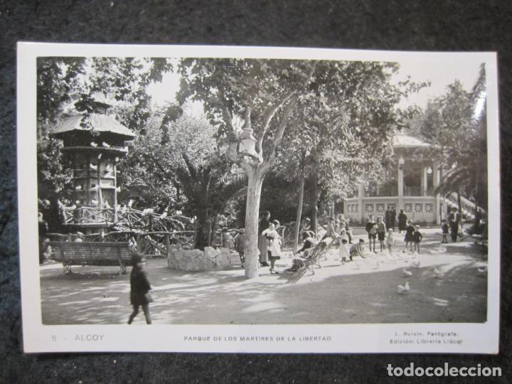 Postkarten: ALCOY-PARQUE DE LOS MARTIRES DE LA LIBERTAD-FOTOGRAFICA ROISIN-5-POSTAL ANTIGUA-(91.468)