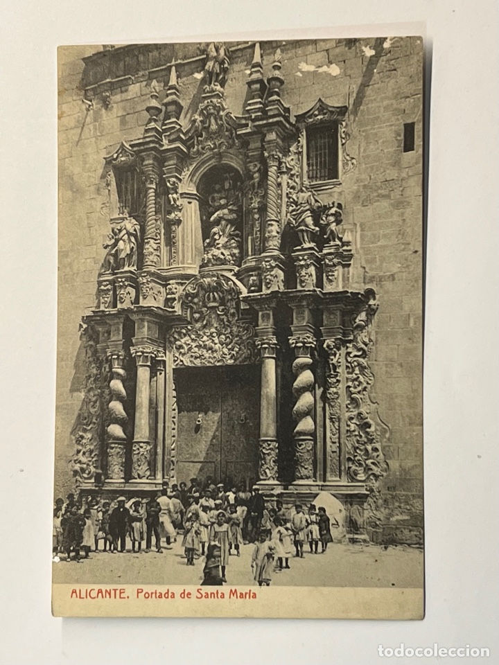 Postkarten: ALICANTE Postal animada. Portada de Santa Mar&iacute;a. Fototipia Thomas (h.1910?) S/C.. deslucida..