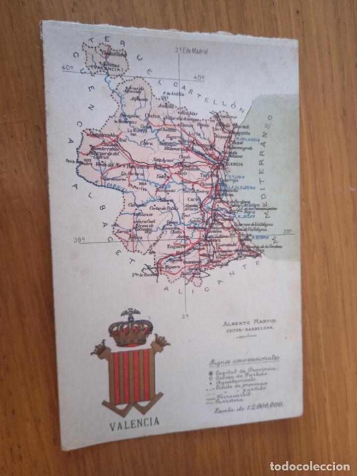 Postales: Valencia. Mapa, postal antigua - Foto 1