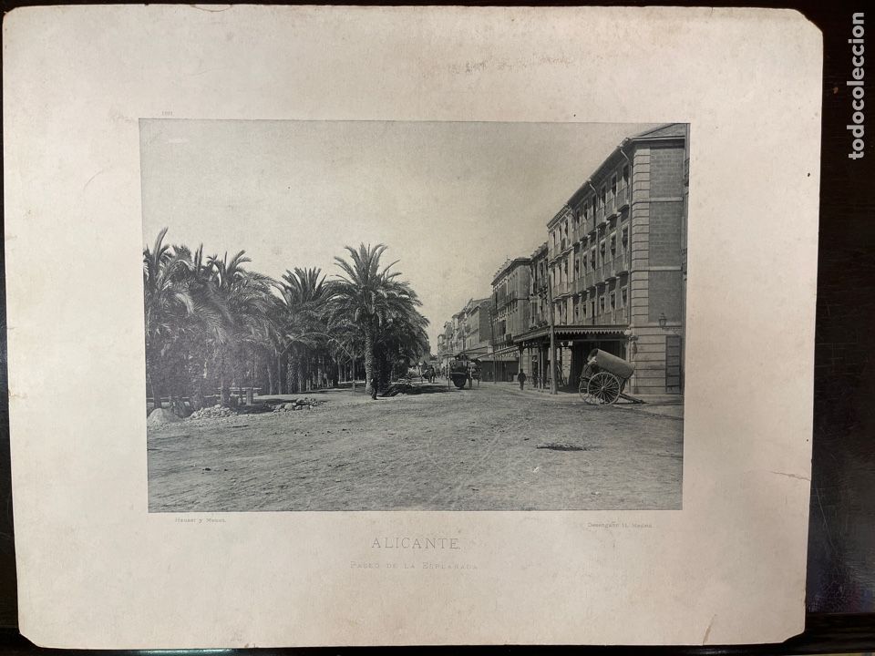 Postcards: LAMINA FOTOGRAFICA - HAUSER Y MENET - FINALES S.XIX - ALICANTE -PASEO DE LA EXPLANADA-1891-FOTOTIPIA