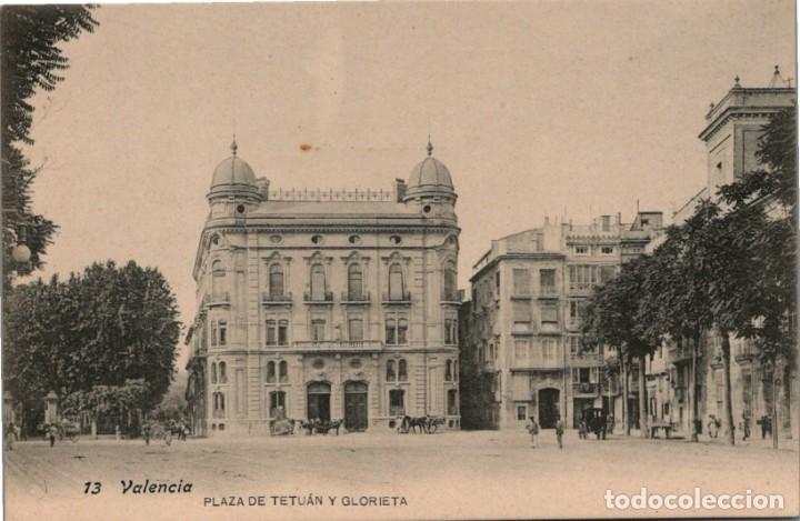 Postais: Valencia - Plaza de Tetu&aacute;n y Glorieta - Ed. Fot. Lacoste n&ordm; 13 - Reverso sin Dividir - 138x90mm