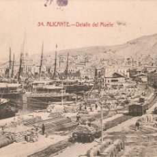 Postales: ALICANTE Nº34 DETALLE DEL MUELLE CASTAÑEIRA Y ALVAREZ CIRCULADA EN 1927 A BELGICA. Lote 368102131