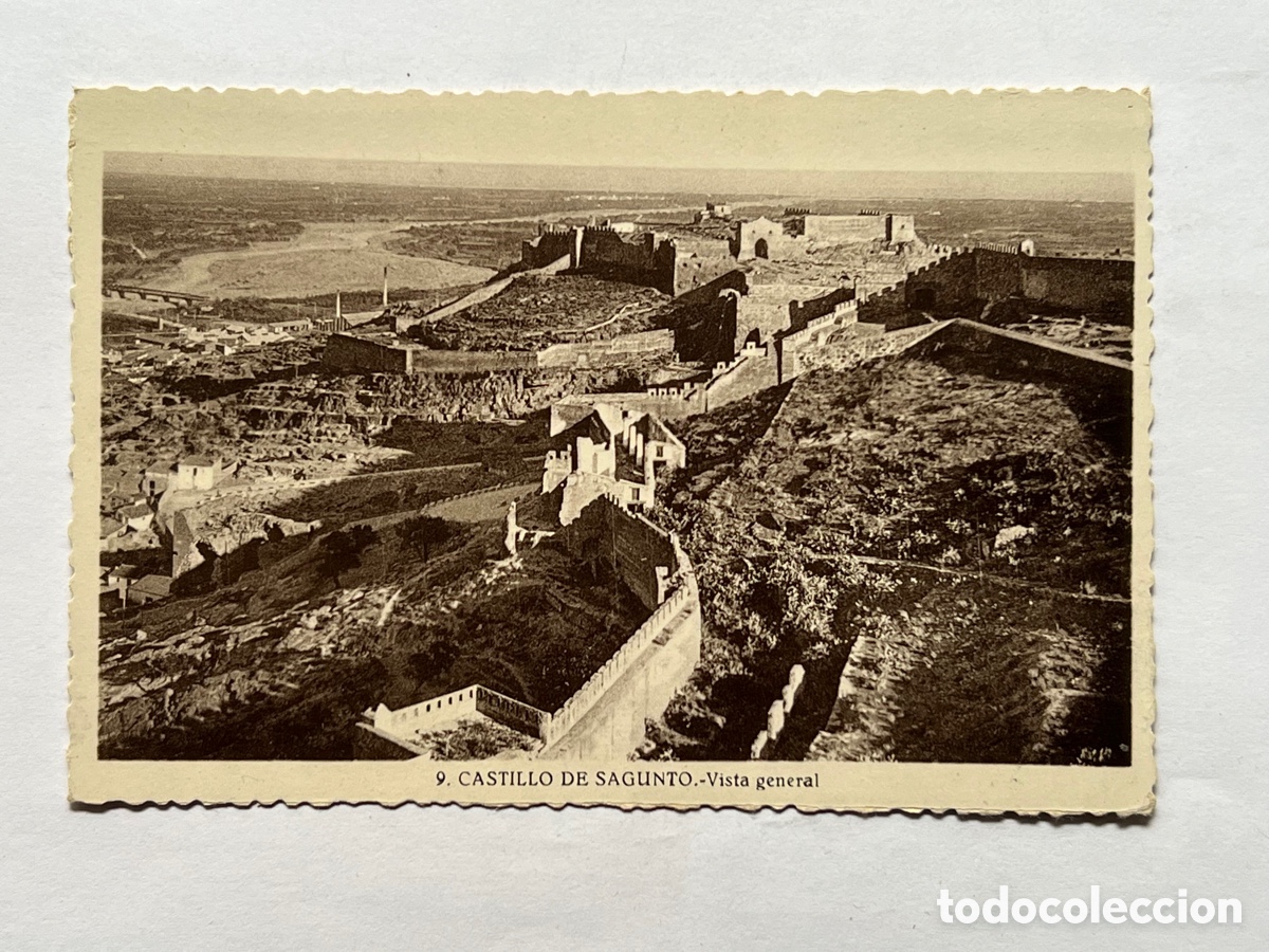 Postkarten: CASTILLO DE SAGUNTO (Valencia) Postal No.9, Vista general. Fotografia Roisin (h.1940?) S/C