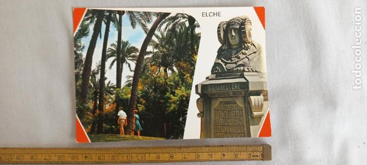 Postales: N&ordm; 37. ELCHE ESCALINATA DEL PARQUE Y LA DAMA DE ELCHE. POSTAL