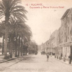 Postales: ALICANTE 10 EXPLANADA Y REINA VICTORIA HOTEL THOMAS CIRCULADA EN 1909 A FRANCIA. Lote 389150819