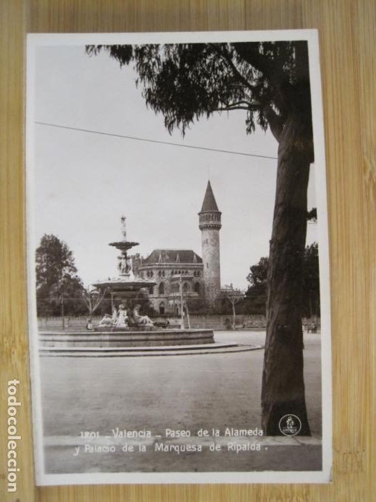 Postkarten: VALENCIA-PASEO DE LA ALAMEDA Y PALACIO MARQUESA-FOTOGRAFICA UNIQUE-1201-POSTAL ANTIGUA-(100.699-21)