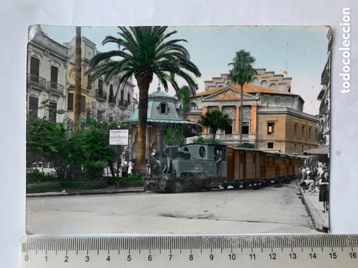 Postkarten: POSTAL. CASTELL&Oacute;N DE LA PLANA. PLAZA DE LA PAZ Y TEATRO PRINCIPAL. ED. COMAS ALDEA.