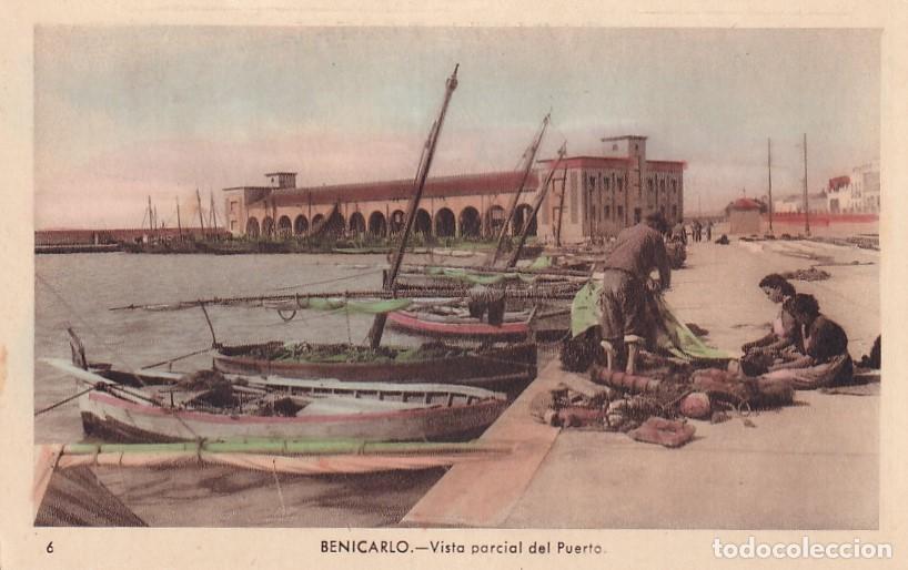 Postkarten: 6 Benicarlo Vista parcial del Puerto. Pescadoras con redes. Edic R. Porcar. Sin circular. Castellon