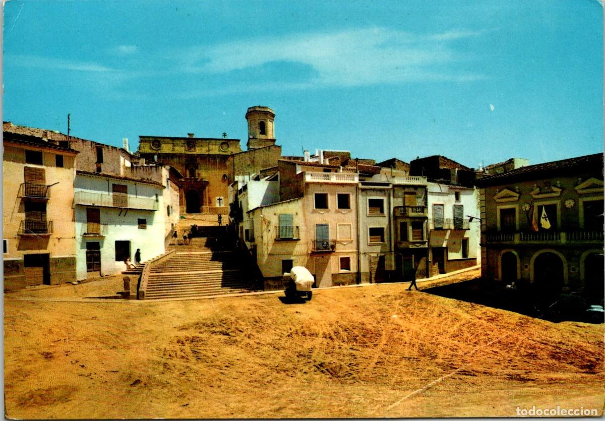 Postales: Cuevas de Vinrom&aacute; (Castell&oacute;n) - Plaza de Espa&ntilde;a - Ed. JDP - Ferrando n&ordm; 4 - 151x104mm