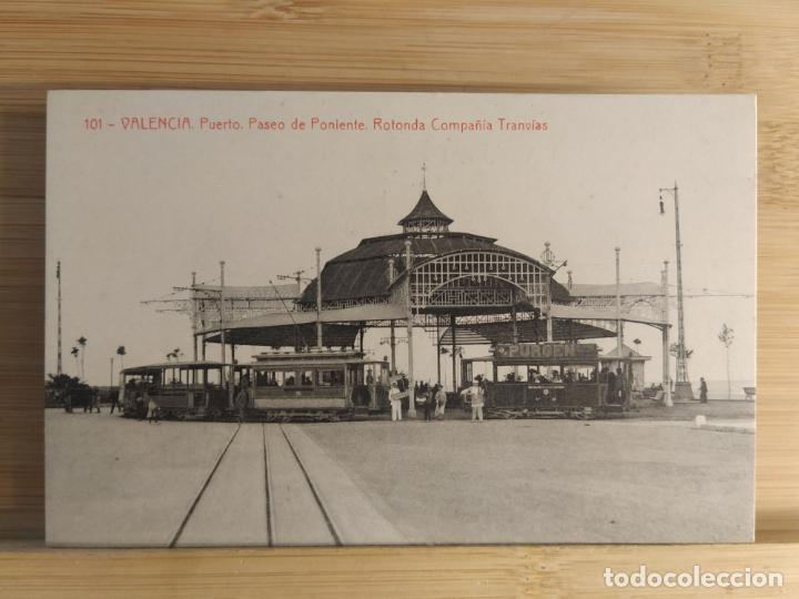 Postais: VALENCIA-PUERTO-PASEO PONIENTE-ROTONDA COMPA&Ntilde;IA TRANVIAS-101-THOMAS-POSTAL ANTIGUA-(104.448)