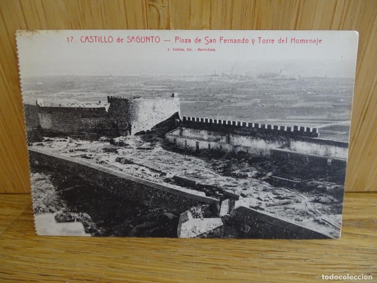 Postais: POSTAL CASTILLO DE SAGUNTO PLAZA SAN FERNANDO Y TORRE SEL HOMENAJE. 17