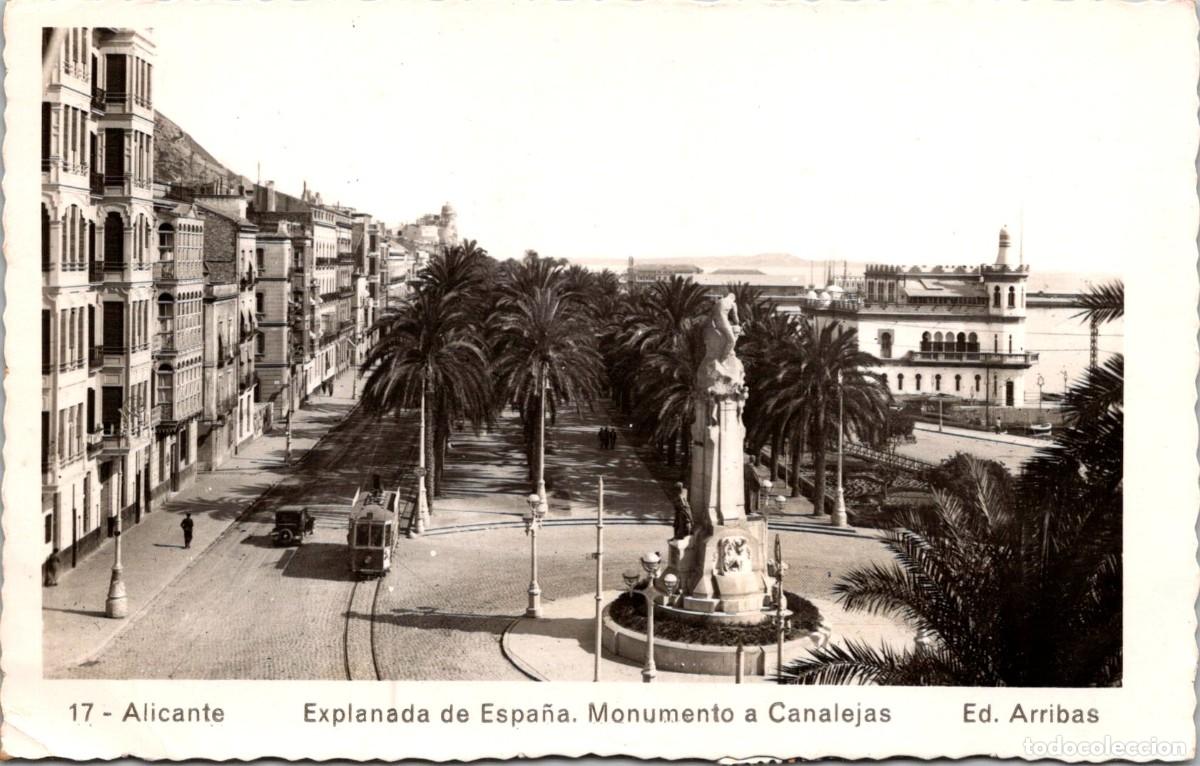 Postkarten: Alicante - Explanada de Espa&ntilde;a - Monumento a Canalejas - Arribas 17 - 142x90mm