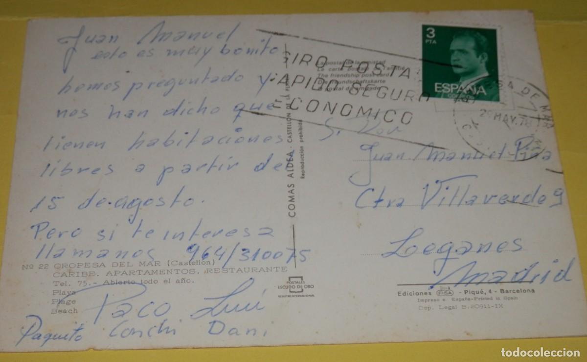 Postales: TARGETA POSTAL DE OROPESA DEL MAR - Foto 2