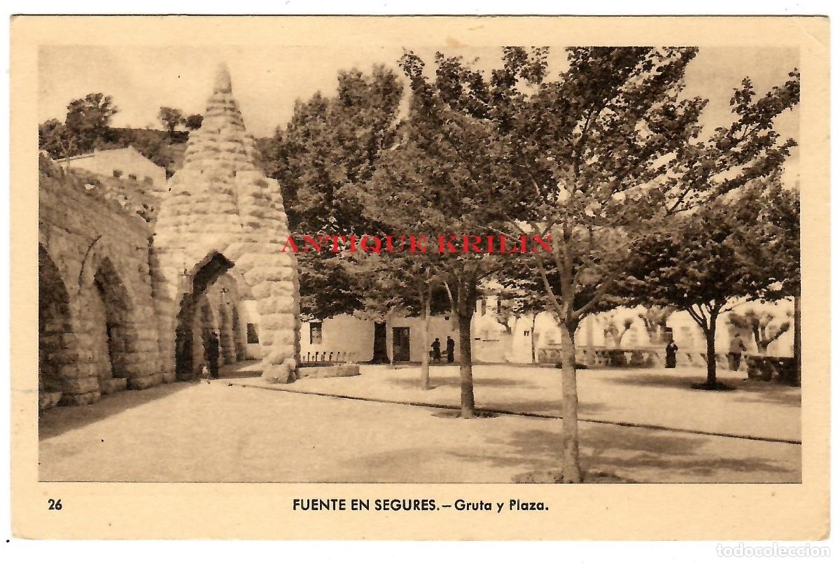 Postales: CASTELLON/ FUENTE EN SEGURES N&ordm; 26 GRUTA Y PLAZA / EDICIONES ARRIBAS / SIN CIRCULAR