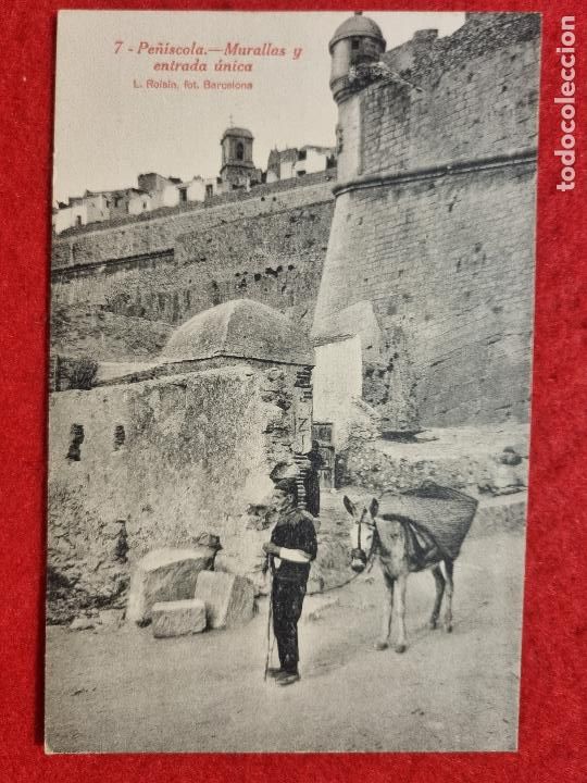 Postkarten: POSTAL ANTIGUA PE&Ntilde;ISCOLA MURALLA Y ENTRADA UNICA CASTELLON ORIGINAL P1486