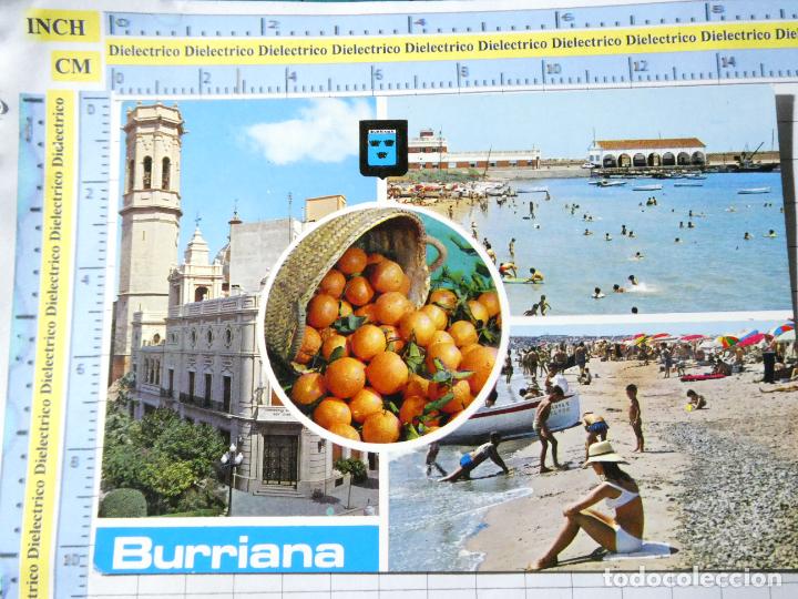 Postkarten: POSTAL DE CASTELL&Oacute;N. A&Ntilde;O 1972. BURRIANA PLAZA ESPA&Ntilde;A, PLAYA, 28 ESCUDO ORO 300