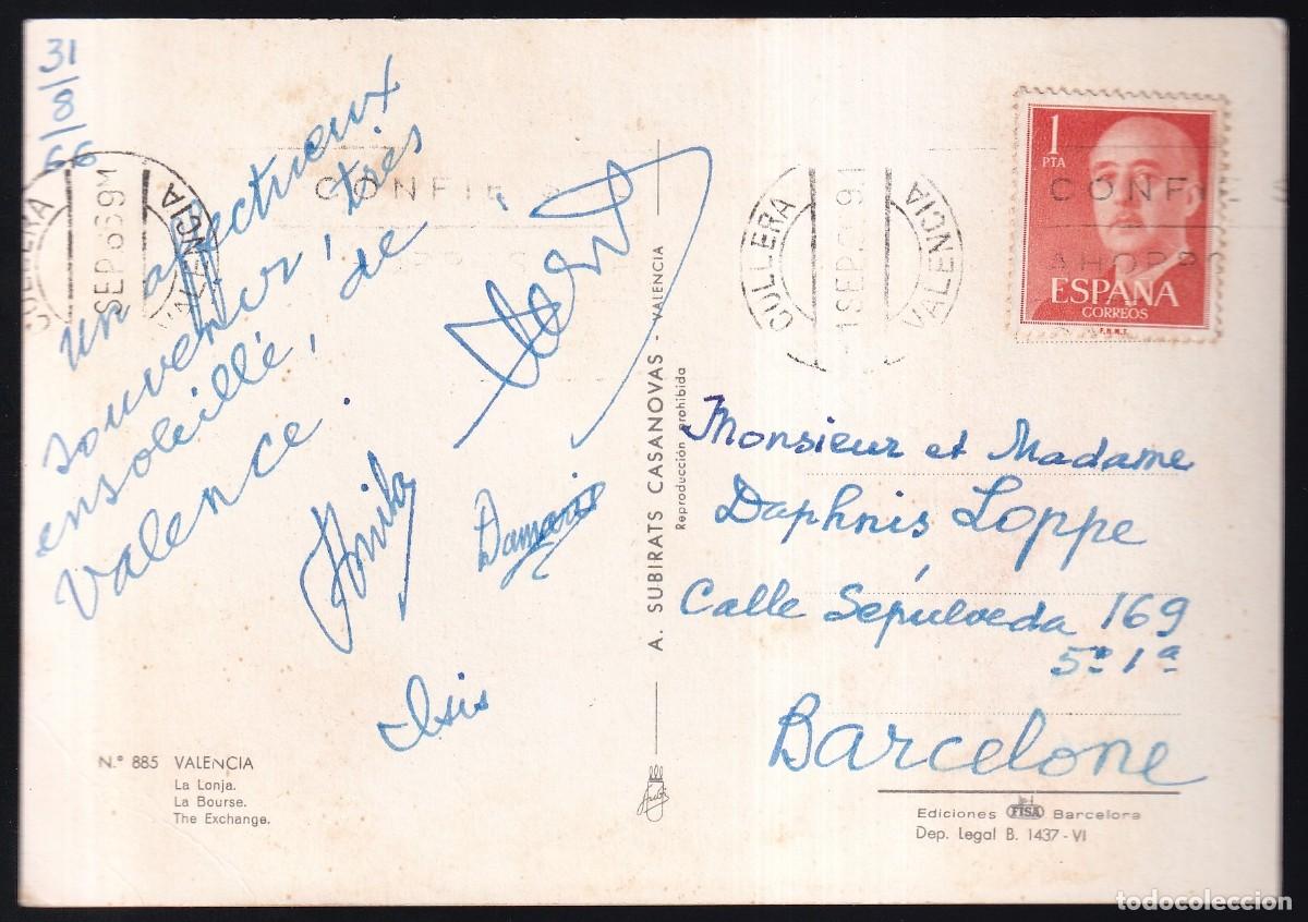 Postales: Valencia. *La Lonja* Circulada 1966. - Foto 2