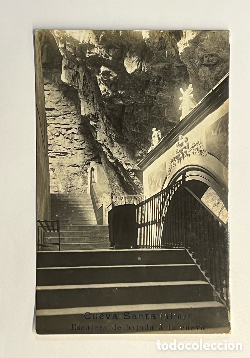 Postais: LA CUEVA SANTA. ALTURA (Castell&oacute;n) Postal Escalera de bajada a la cueva (h.1920?) S/C
