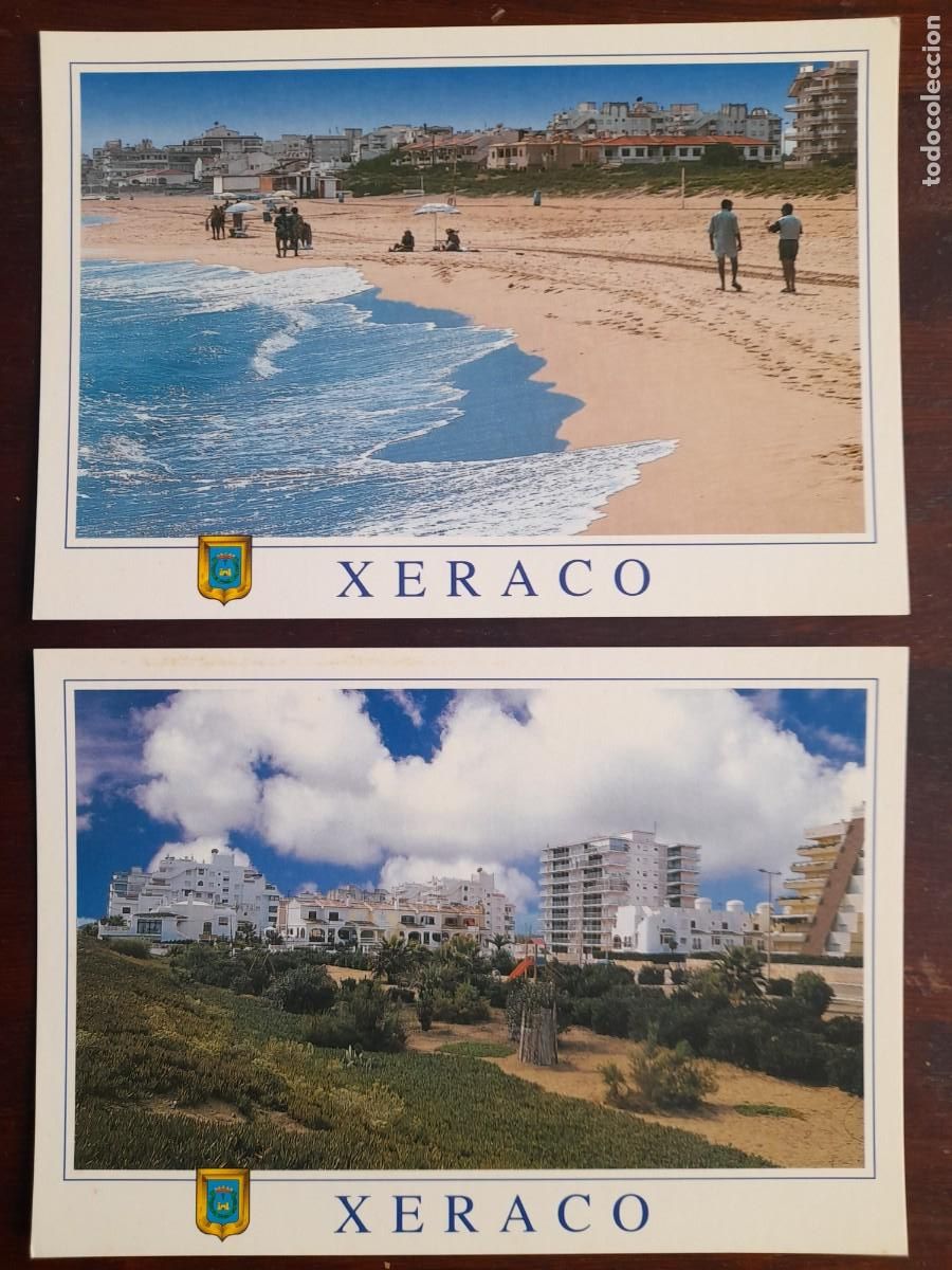Postkarten: Una postal vintage playa y frente litoral de Xeraco o Jaraco, en el Safor, 2 tarjetas a elegir