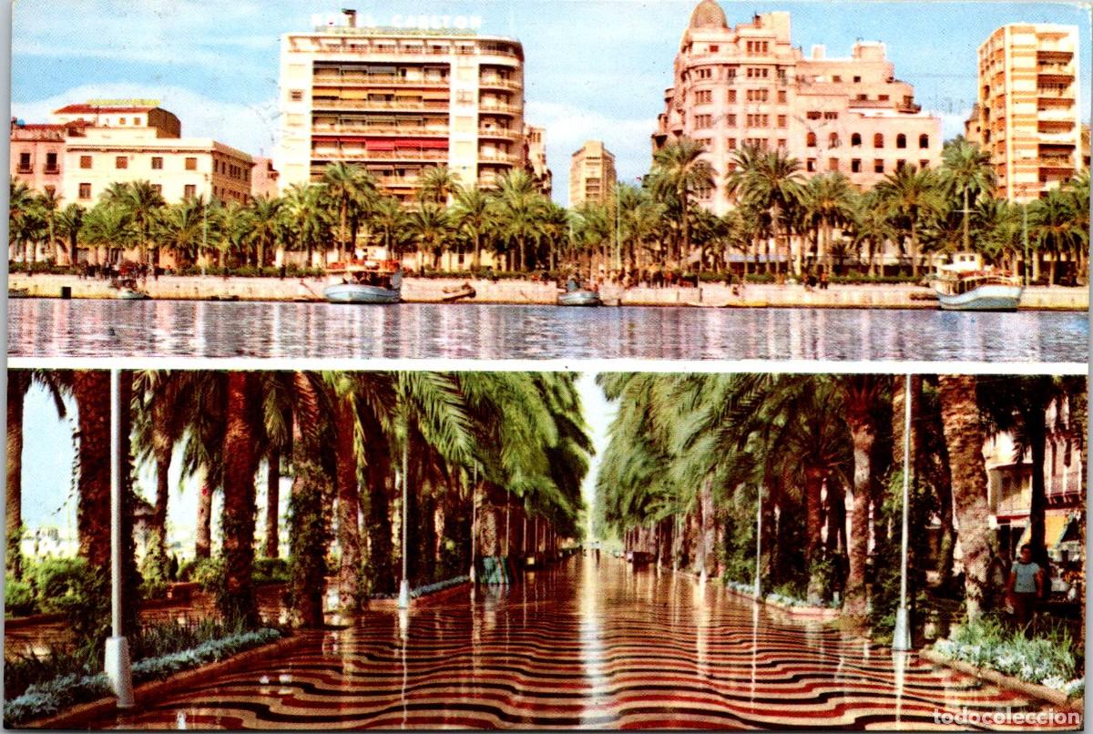Postcards: Alicante - Detalle del Puerto y Explanada de Espa&ntilde;a - Valman 93 - 147x99mm - Hotel Carlton