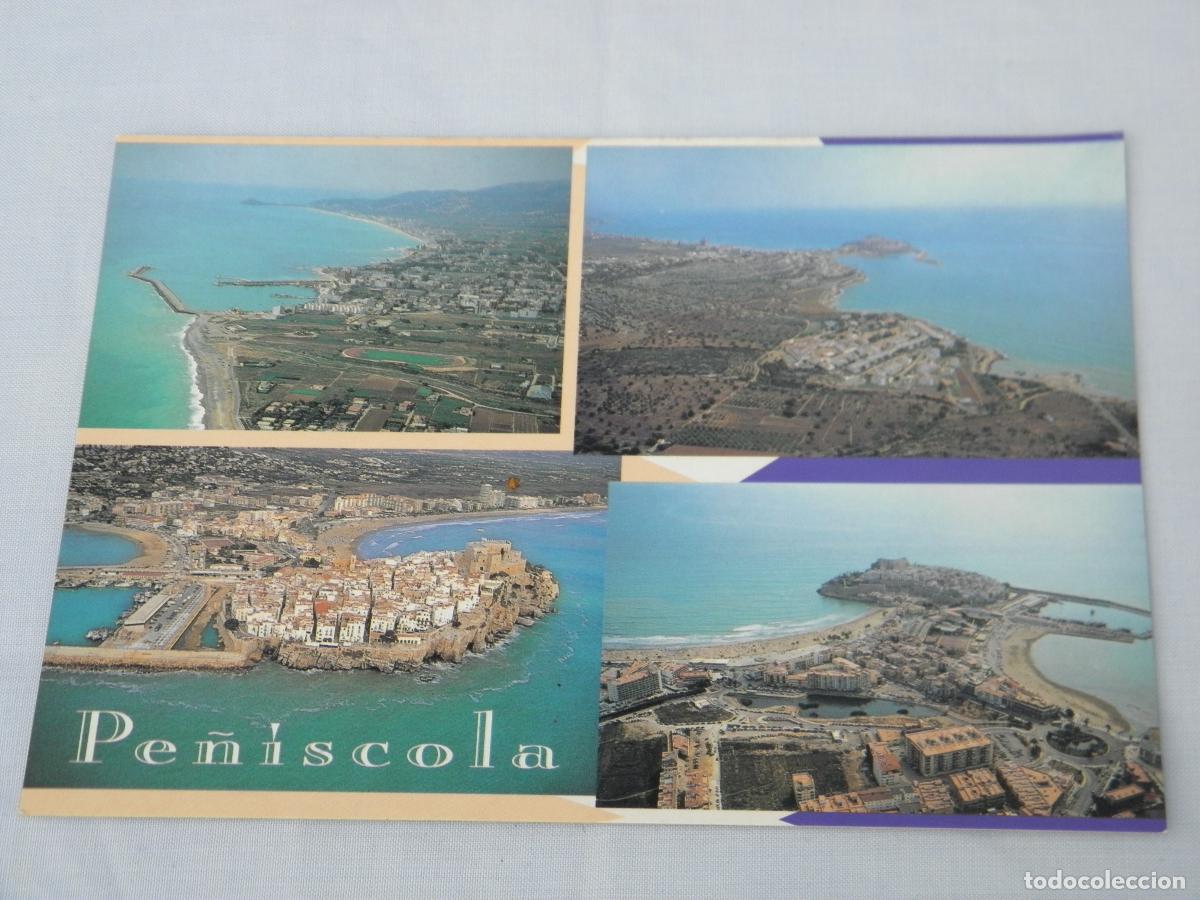 Postales: Antigua tarjeta postal vistas a&eacute;reas de Pe&ntilde;&iacute;scola, Castell&oacute;n