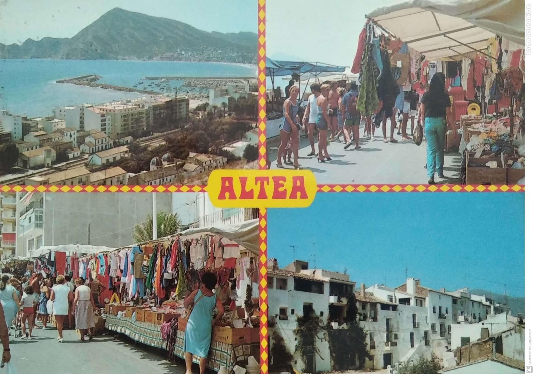 Cartoline: Altea. 23 Diversos aspectos. Hermanos Galiana. Usada con sello. Color