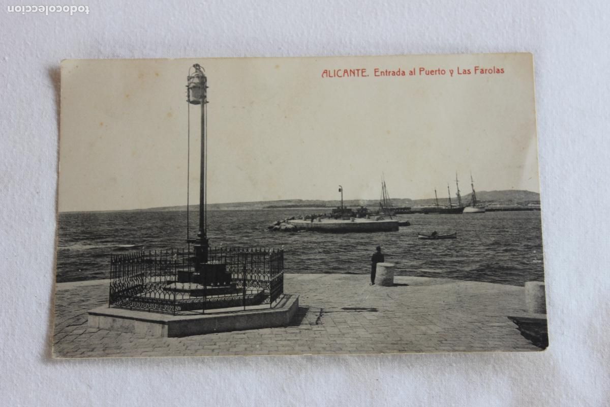 Postales: POSTAL ALICANTE ENTRADA AL PUERTO Y LAS FAROLAS