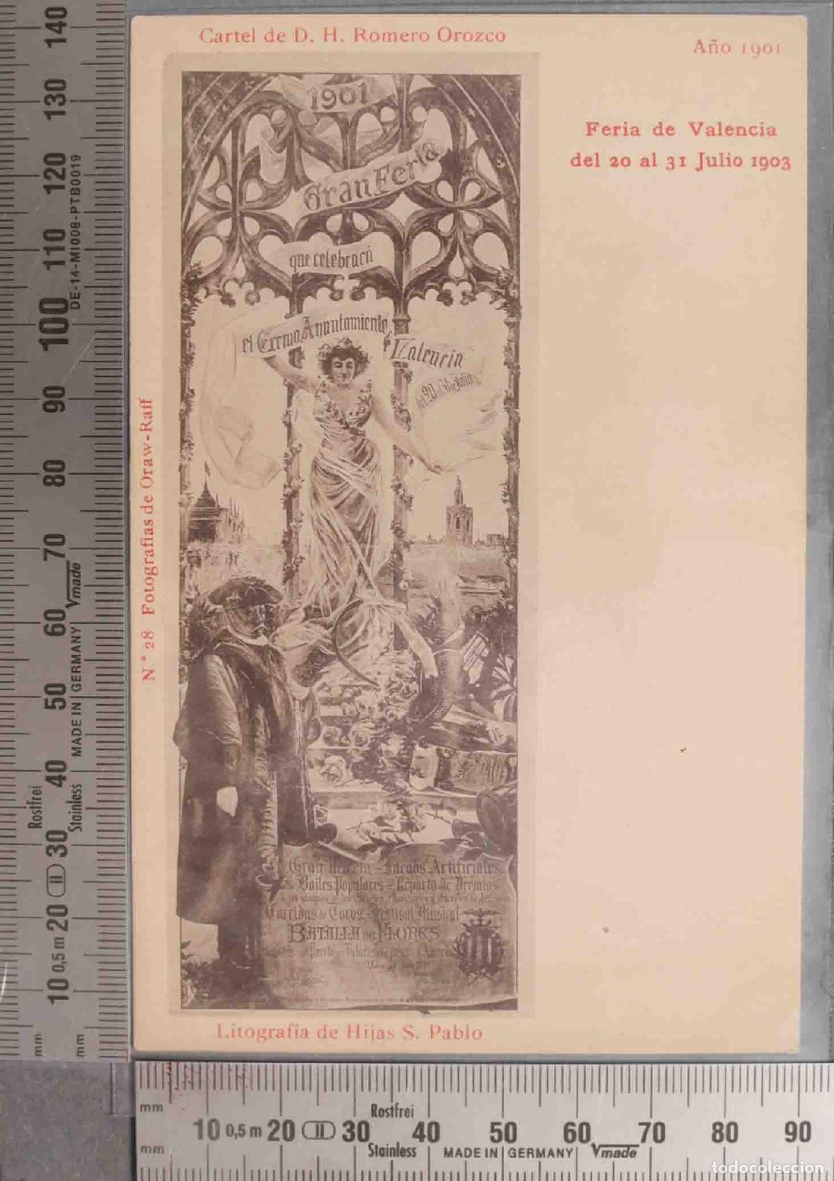 Postales: POSTAL. Feria de Valencia del 20 al 3 DE Julio 1903. A&Ntilde;O 1901. CARTEL