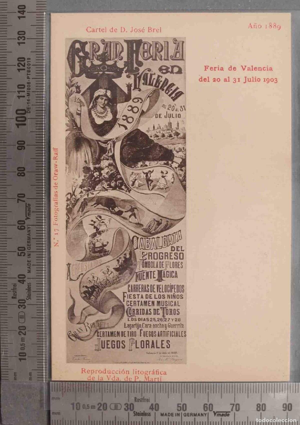 Postais: POSTAL. Feria de Valencia del 20 al 31 Julio 1903. A&Ntilde;O 1889. CARTEL