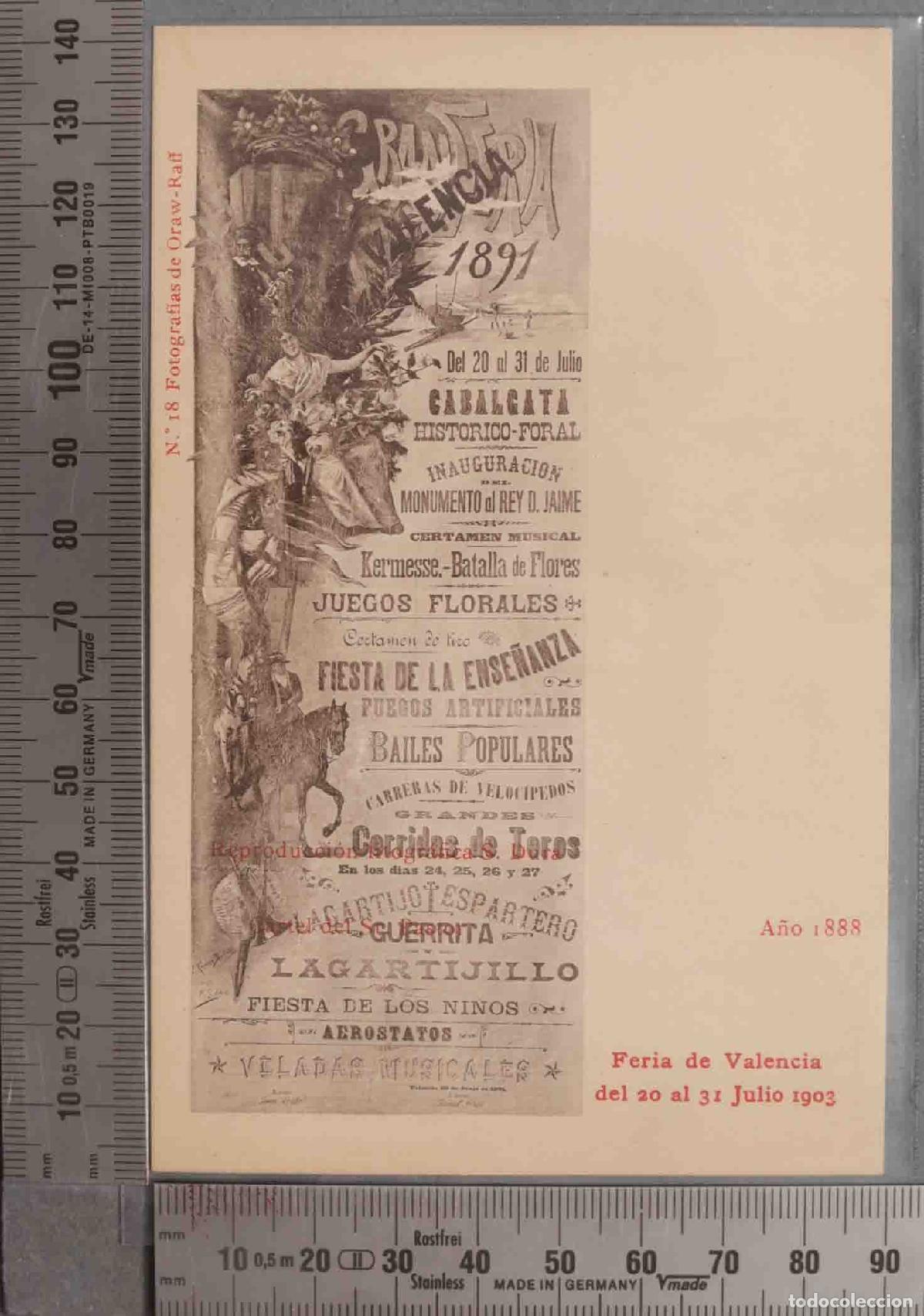 Postais: POSTAL. Feria de Valencia del 20 al 31 Julio 1903. A&Ntilde;O 1888. CARTEL