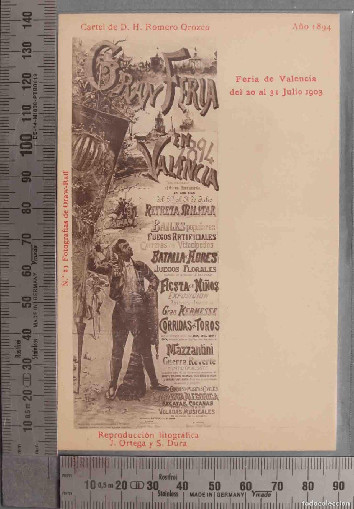 Postais: POSTAL. Feria de Valencia del 20 al 31 Julio 1903. A&Ntilde;O 1894. CARTEL
