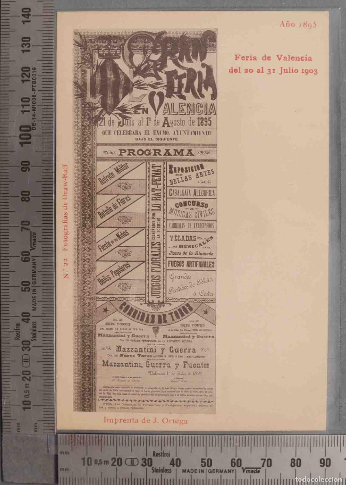 Postais: POSTAL. Feria de Valencia del 20 al 31 Julio 1903. A&Ntilde;O 1895. CARTEL