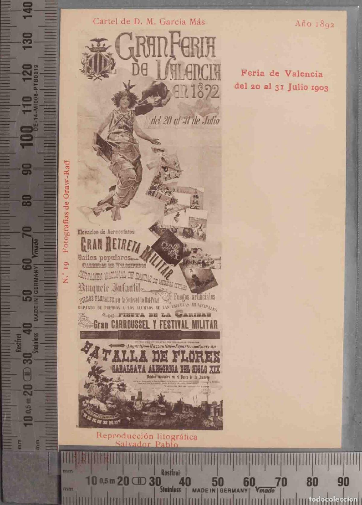 Postais: POSTAL. Feria de Valencia del 20 al 31 Julio 1903. A&Ntilde;O 1892. CARTEL