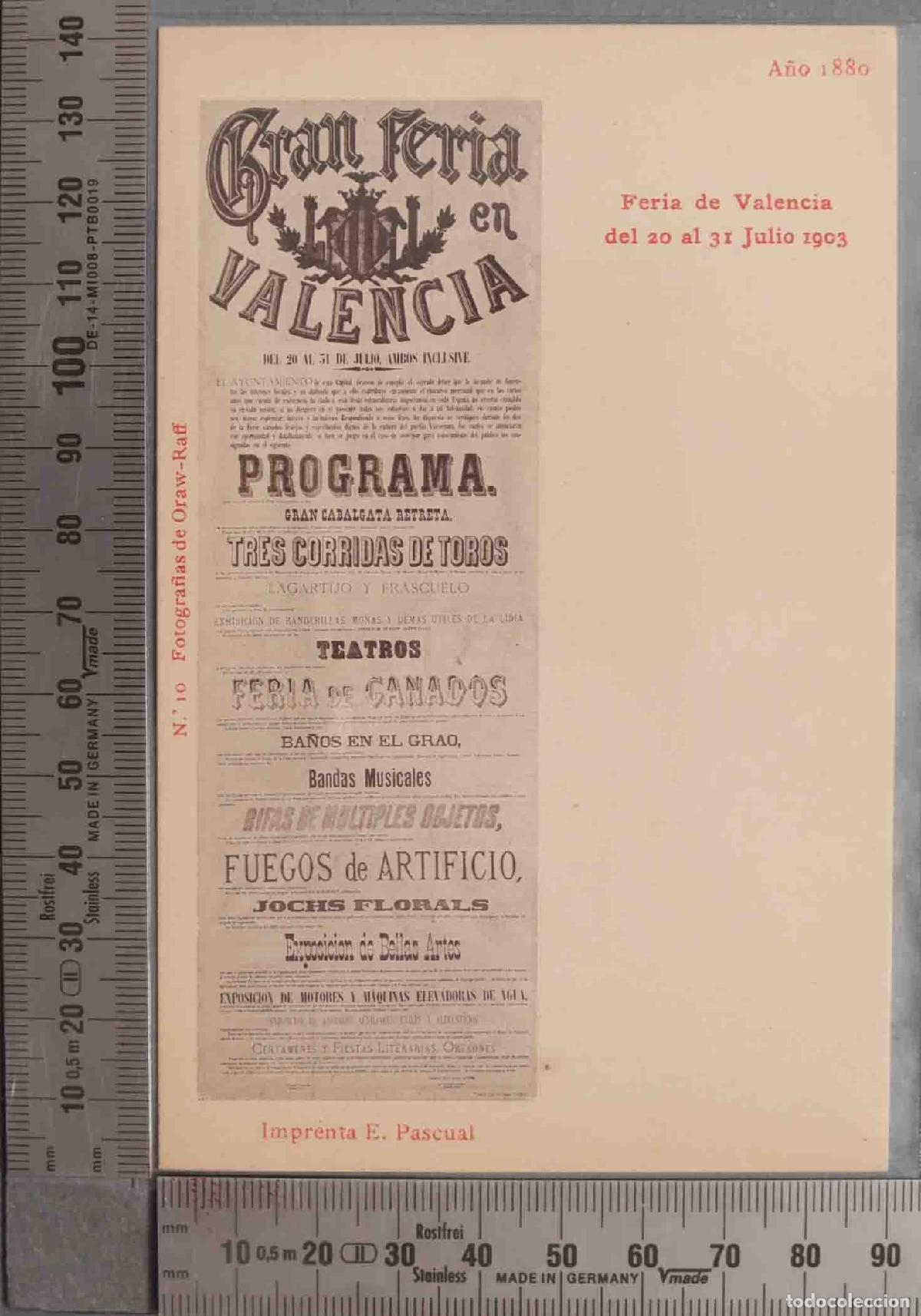Postais: POSTAL. Feria de Valencia del 20 al 31 Julio 1903. A&Ntilde;O 1880. CARTEL