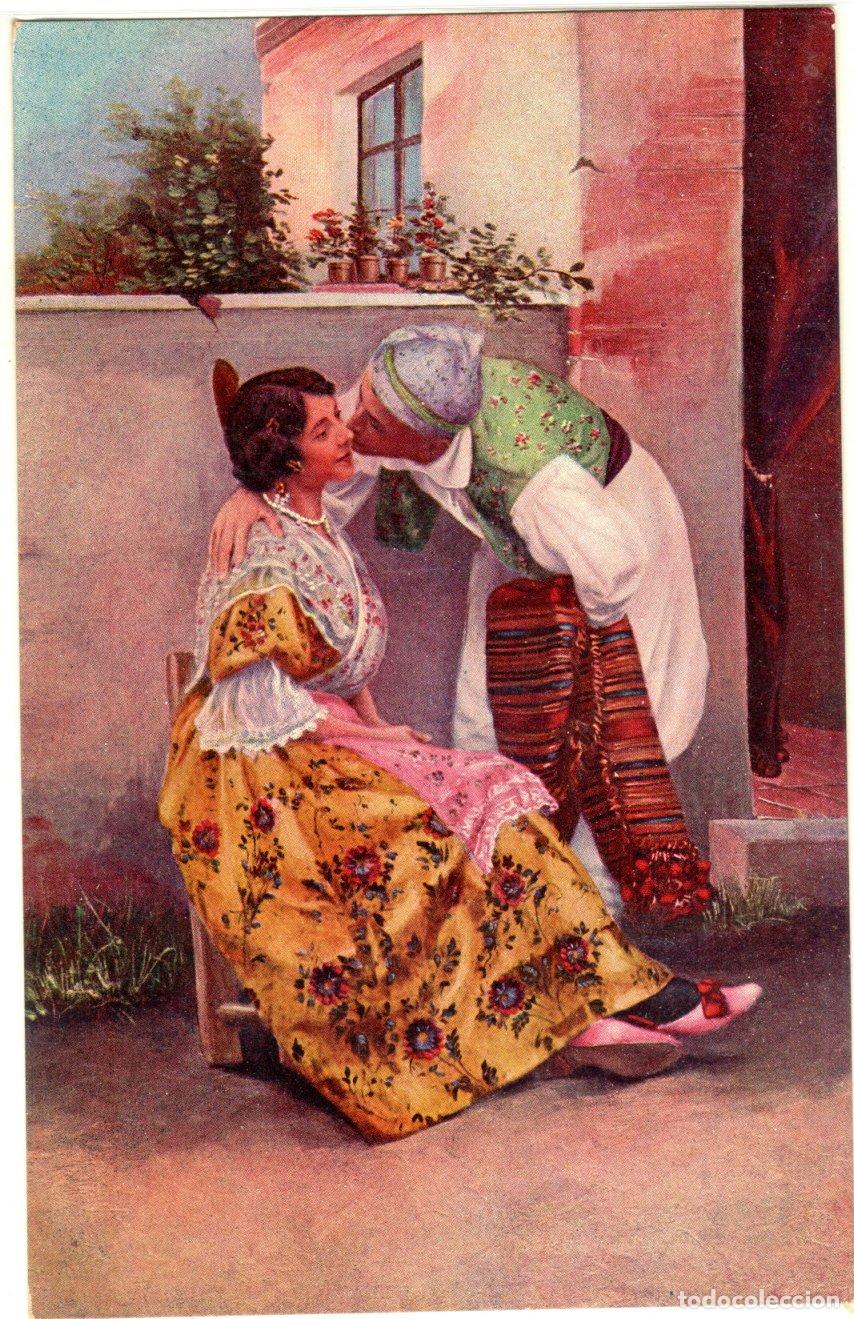 Postais: PRECIOSA POSTAL - VALENCIANOS - LA PAREJA - EL BESO - SERIE 1582-1