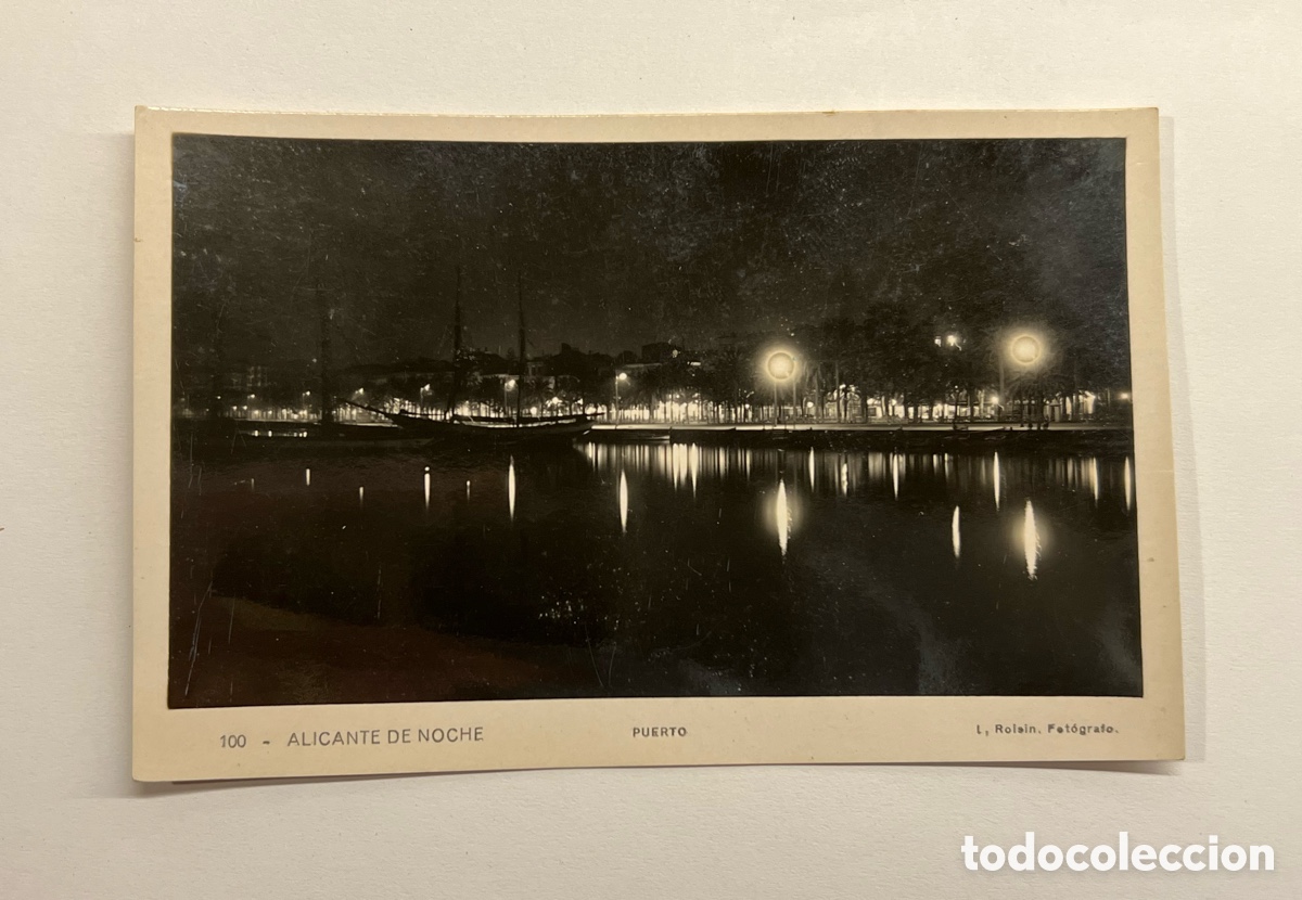 Postais: ALICANTE. Postal No.100, el Puerto de noche.. Foto Roisin (h.1950?) S/C
