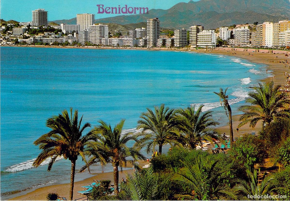 Postales: Postal de Benidorm, Vista de la Playa de Poniente y Edificios - Foto 1