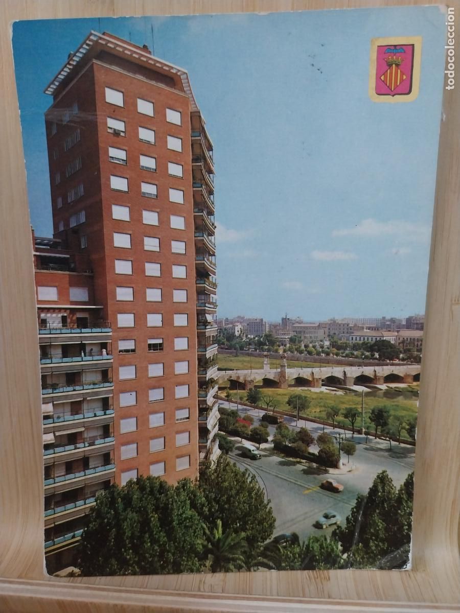 Postales: TORRE DE VALENCIA VALENCIA ED FISA 890 ESCRITA A&Ntilde;O 1964 COCHES CL&Aacute;SICOS