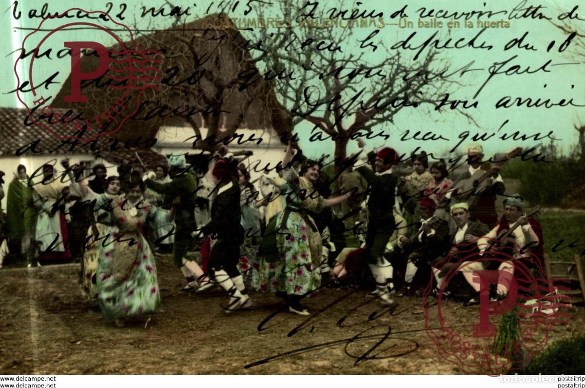 Postais: COSTUMBRES VALENCIANAS. UN BAILE EN LA HUERTA
