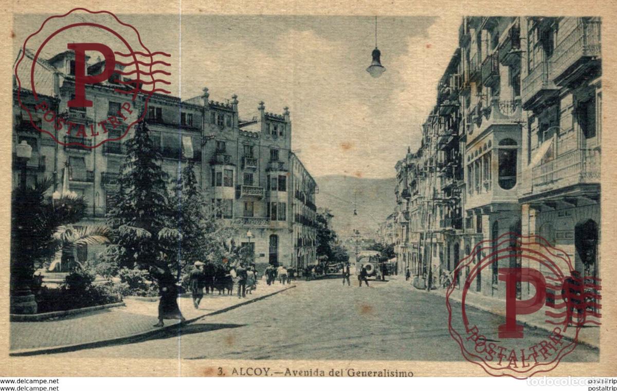 Postais: ALCOY.ALICANTE.- AVENIDA DEL GENERALISIMO