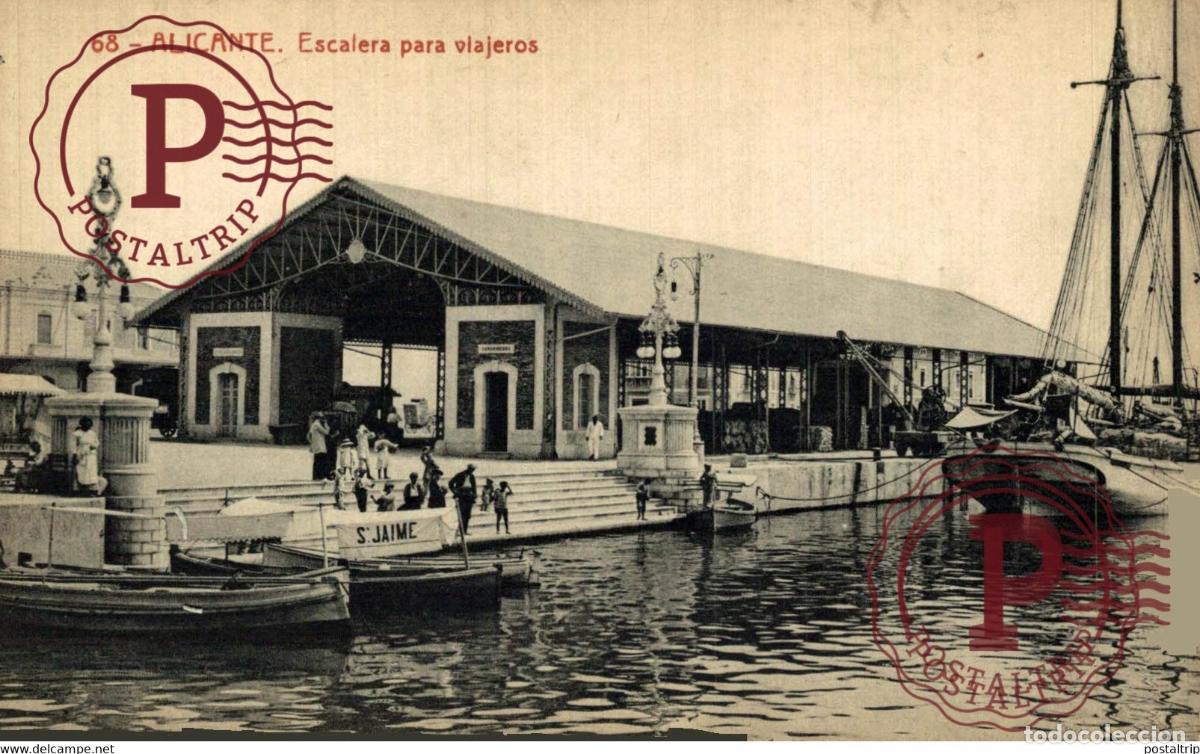 Postais: ALICANTE. ESCALERA PARA VIAJEROS.