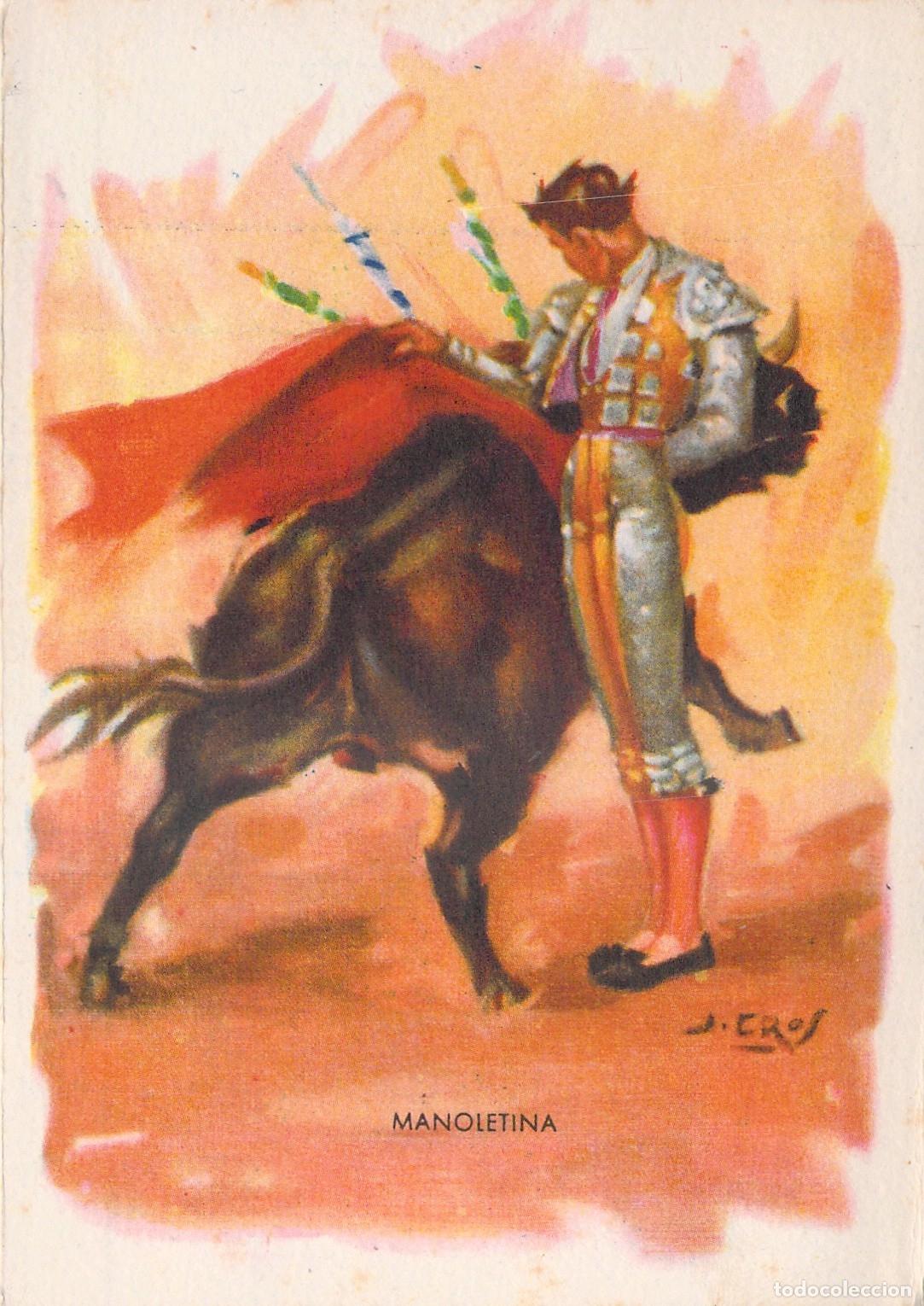 Postales: Postal de Tauromaquia Manoletina &Oacute;leo de J. Cros Valencia