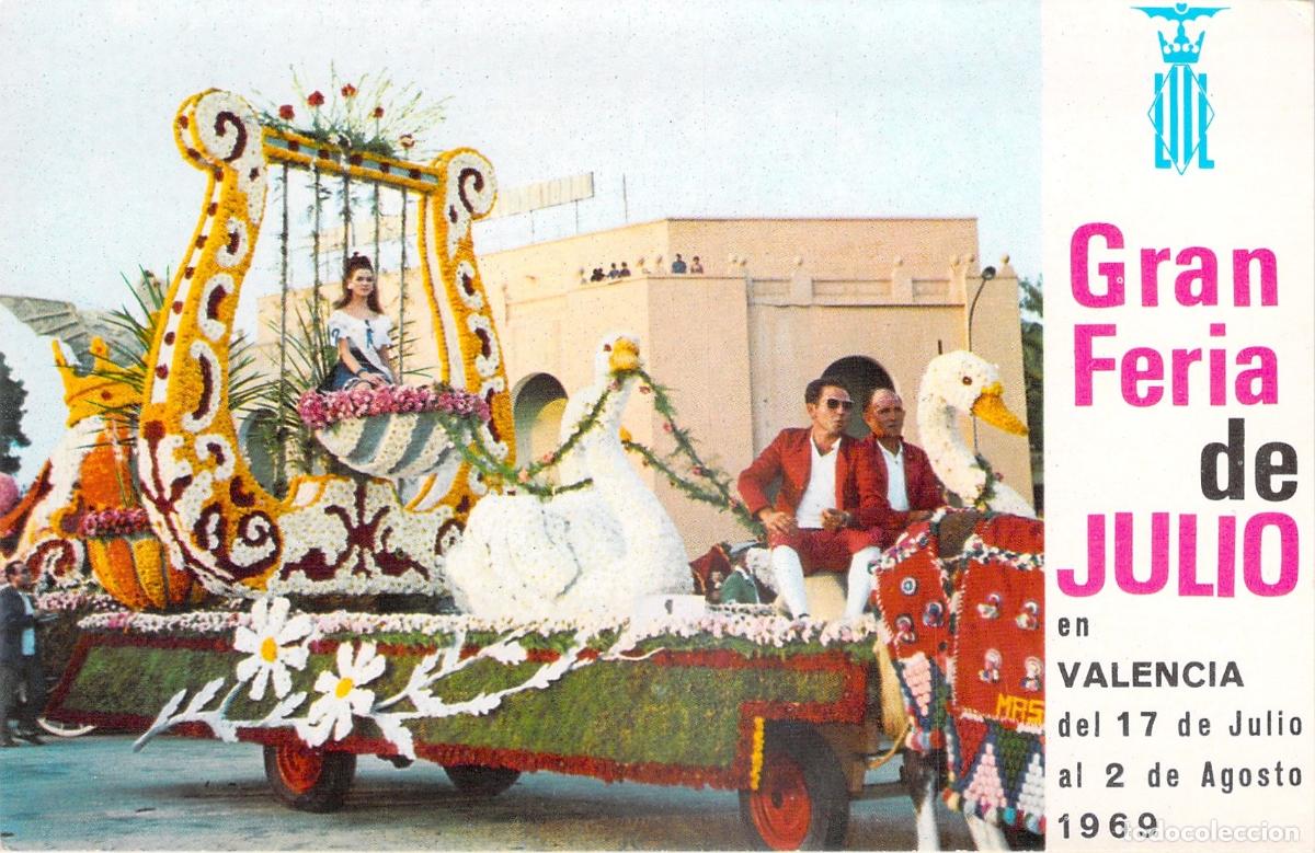 Postales: Postal Carroza de Flores Naturales Gran Feria de Julio Valencia