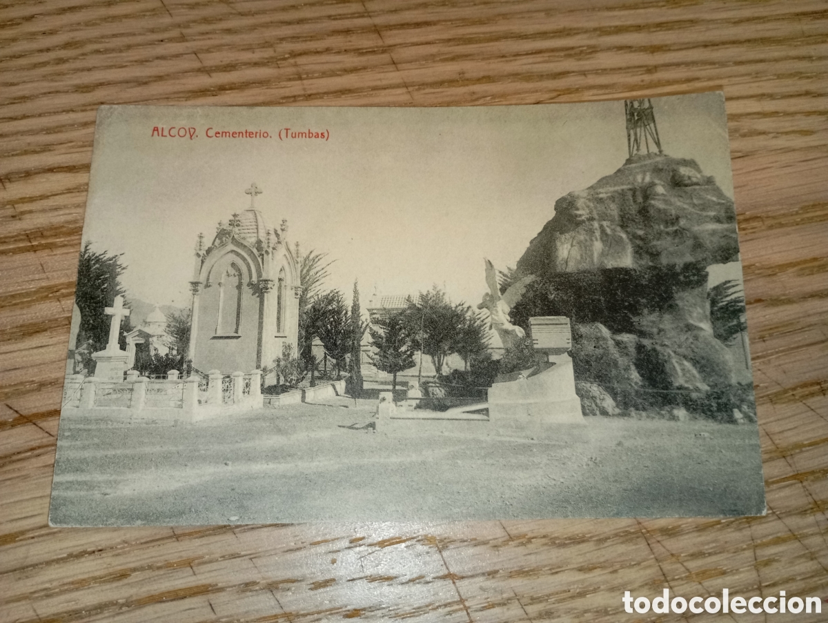 Postales: ALCOY (ALICANTE) - CEMENTERIO (TUMBAS) - PAPELER&Iacute;A LA ANTIGUA - FOTOTIPIA THOMAS, BARCELONA