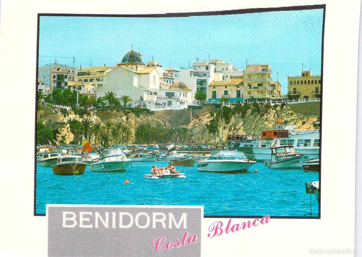 Postales: Postal de Benidorm, Costa Blanca - Puerto y Playa del Mal Pas