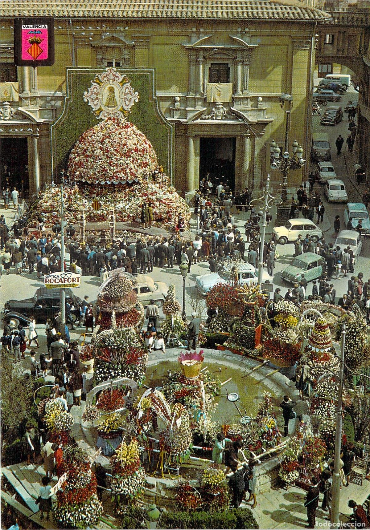 Postales: Postal Valencia Plaza de la Virgen Ofrenda a la Virgen Fallas