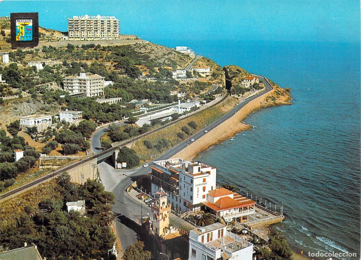 Postales: Postal de Benicasim Vista A&eacute;rea de Las Villas y Hotel Voramar