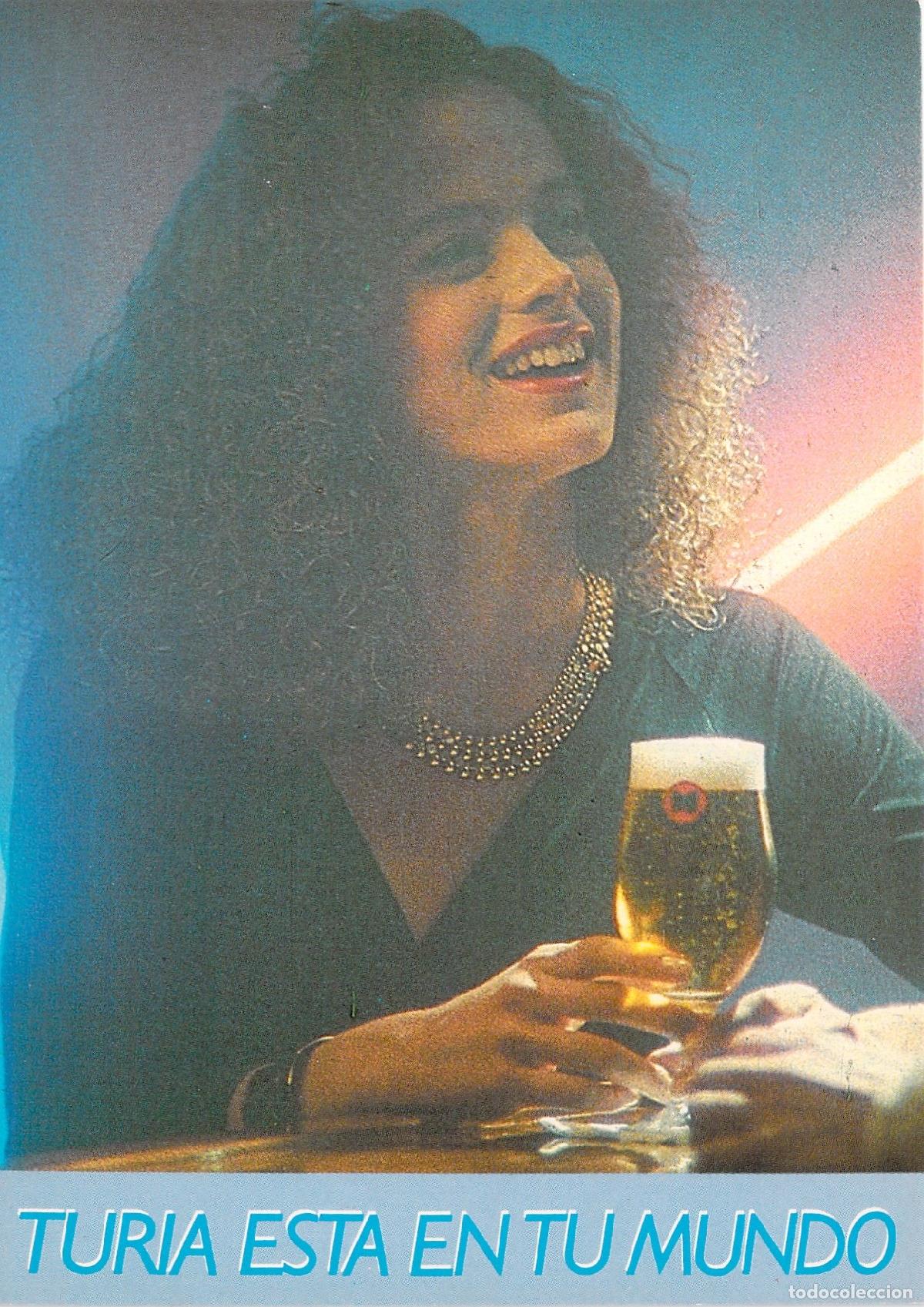Postales: Postal Publicitaria Cervezas Turia Valencia Mujer con Copa