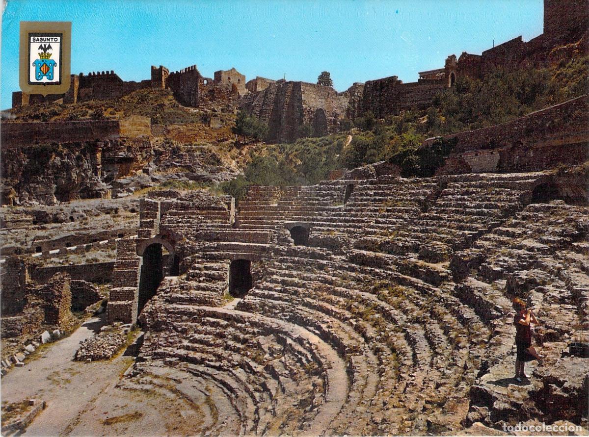 Cartoline: Postal de Sagunto, Teatro Romano y Castillo, Valencia